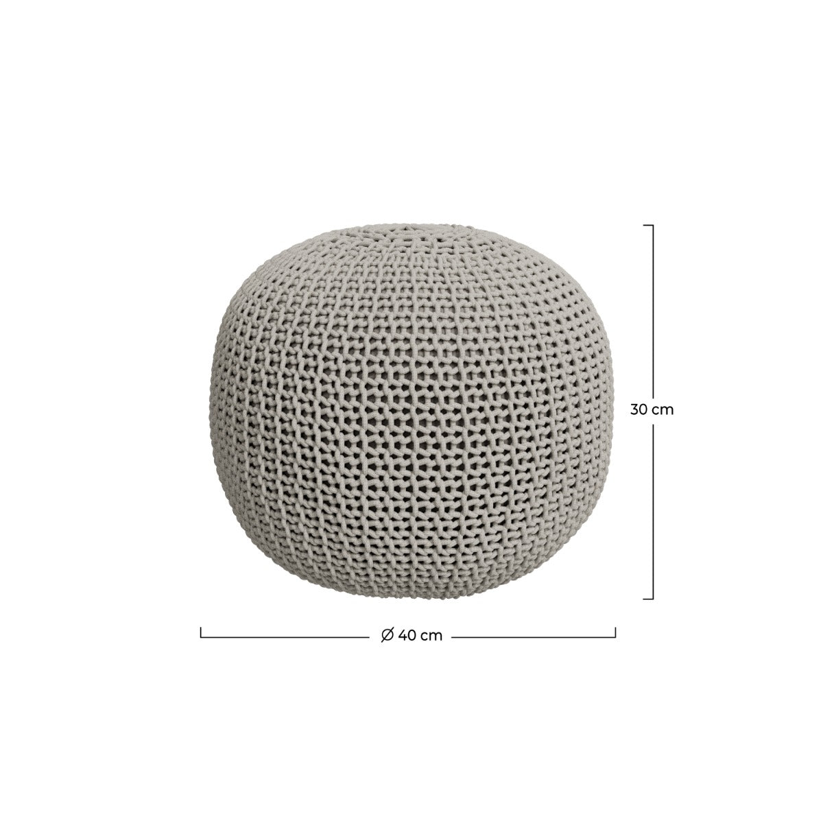 pouf rond d40 cm en gris clair elisa