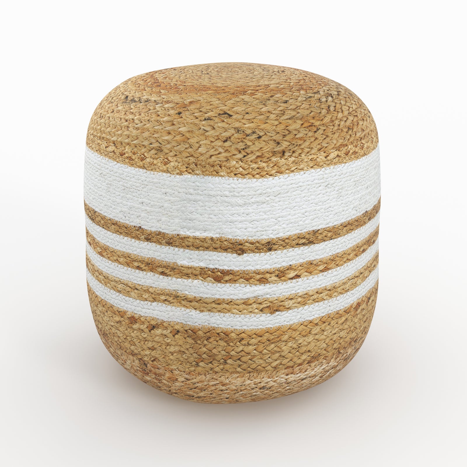 pouf rond en jute et blanc diametre 40 cm billy