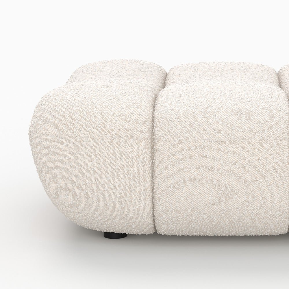 pouf tissu boucle blanc teddy design assise prolongee