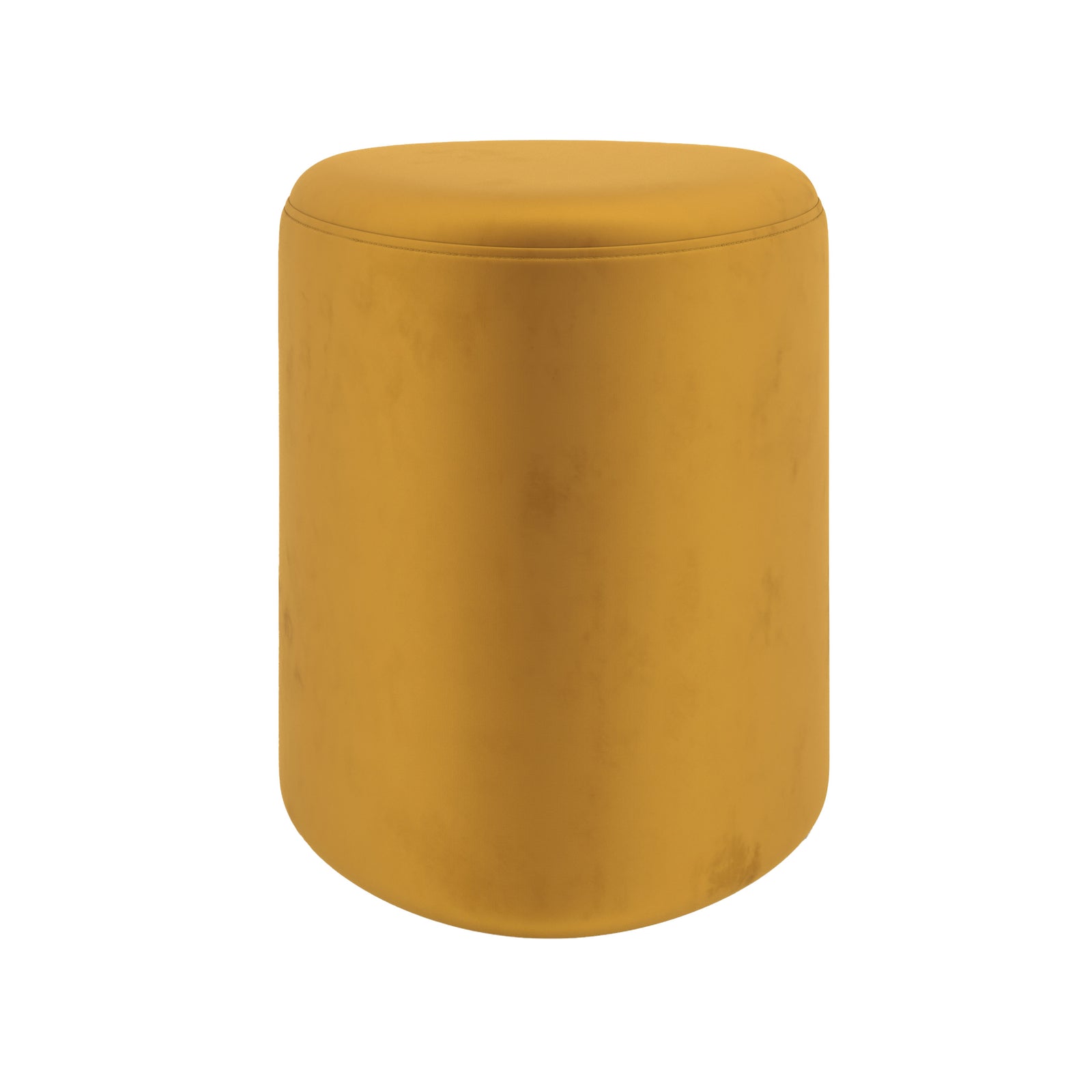 pouf triangulaire emmy jaune curry velours fond blanc