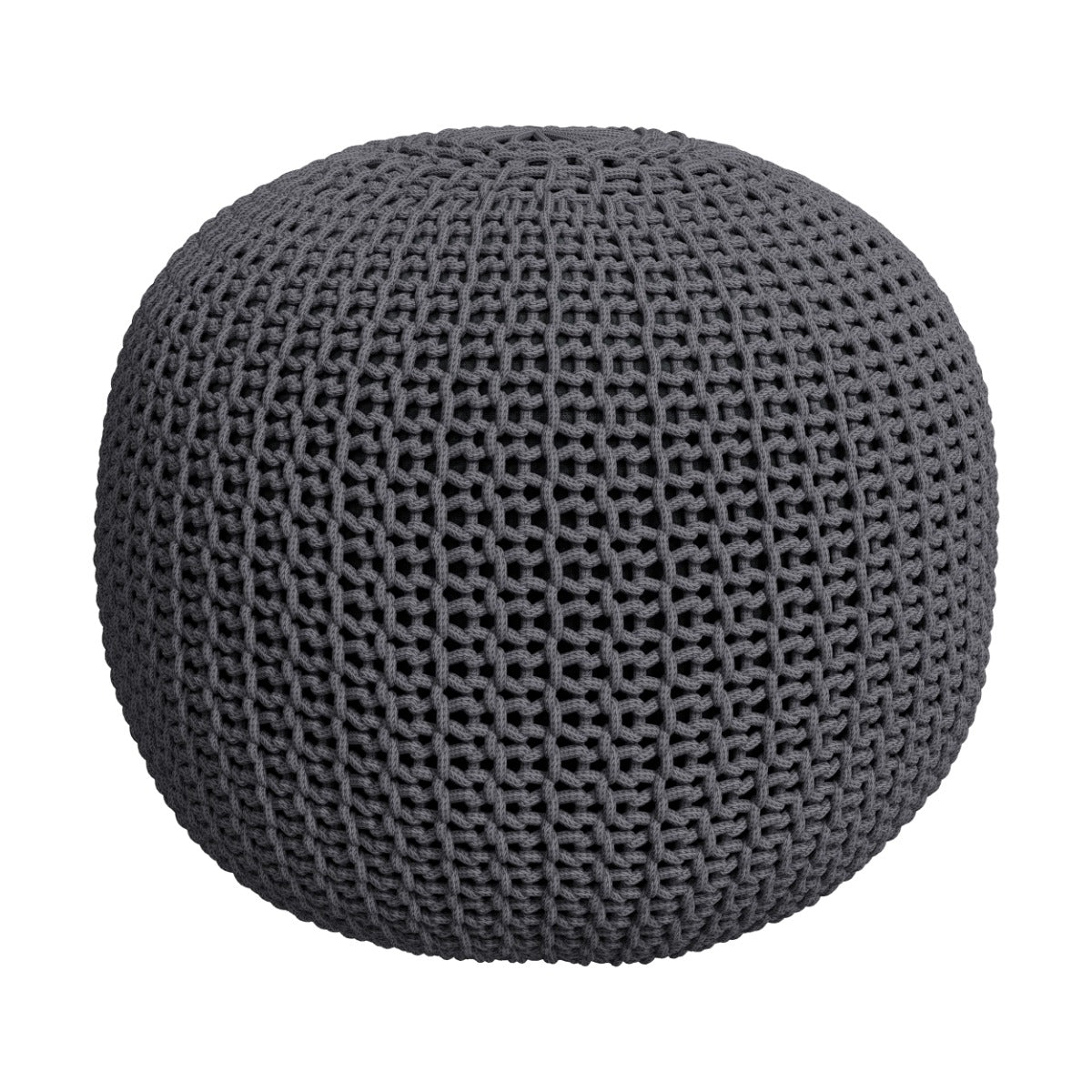 pouf tricot gris fonce rond d40 cm elisa