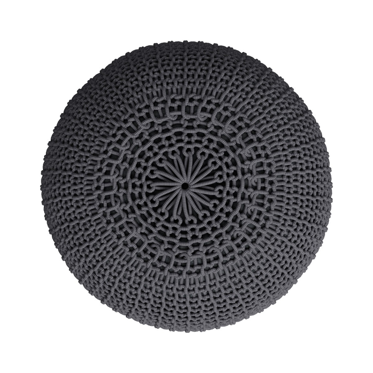 pouf tricot rond gris fonce elisa d40 cm