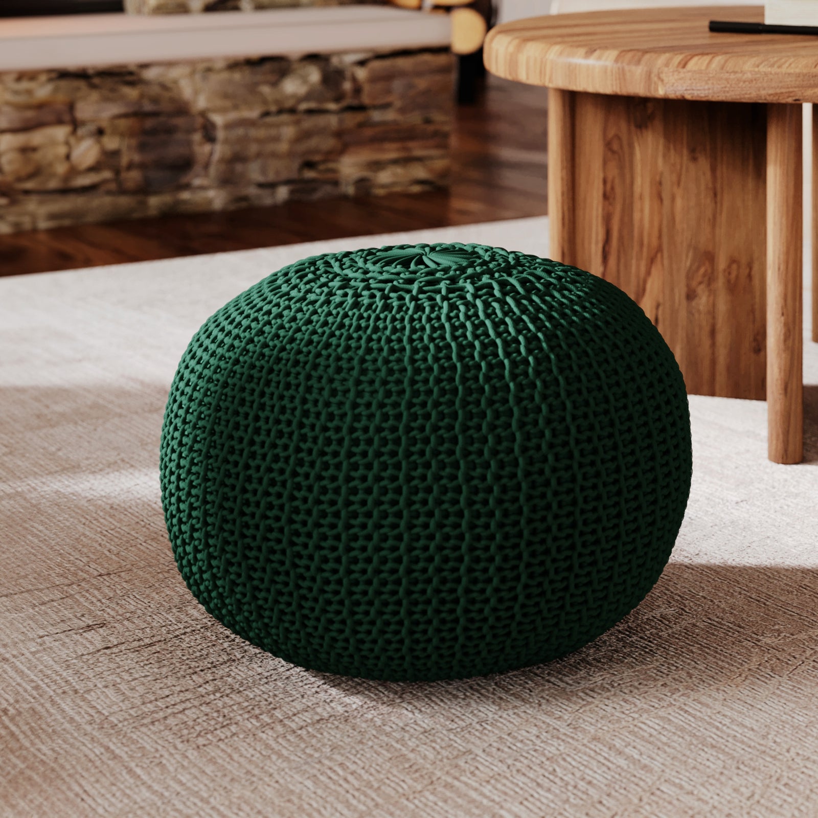 pouf tricot vert sapin rdv deco