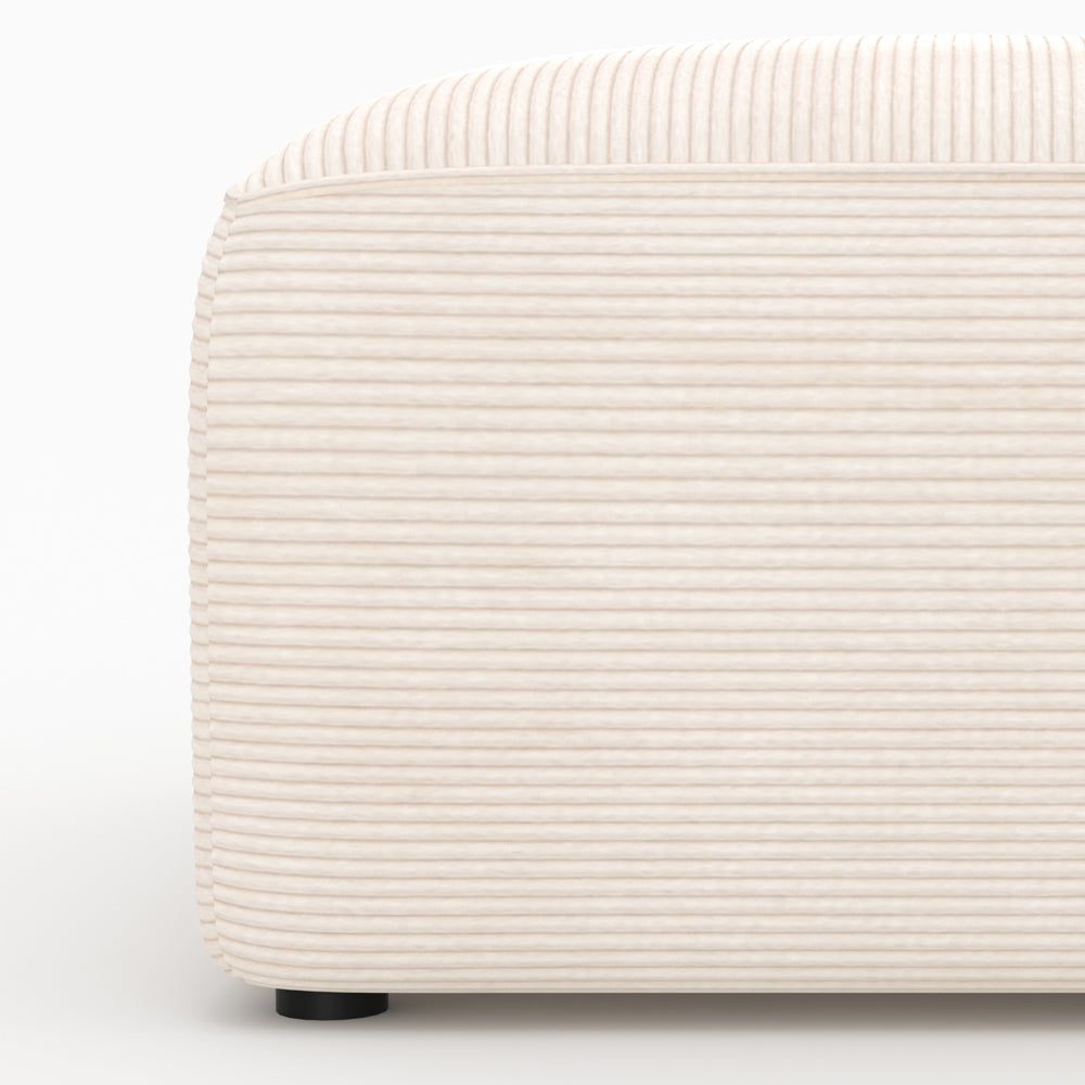 Pouf Mina rettangolare per divano modulare in velluto bianco sporco