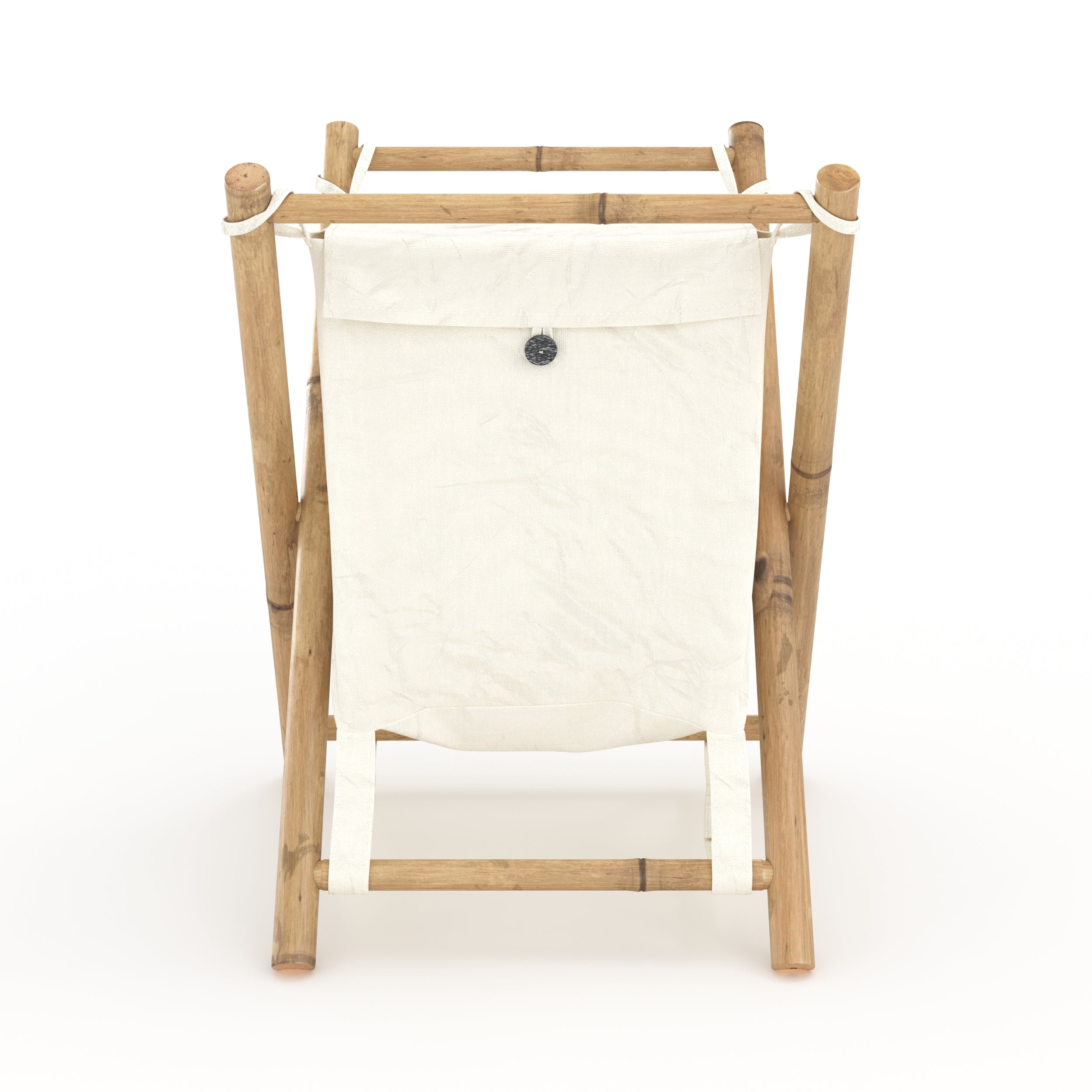 Cesto per la biancheria Bami in tessuto bianco e bambù