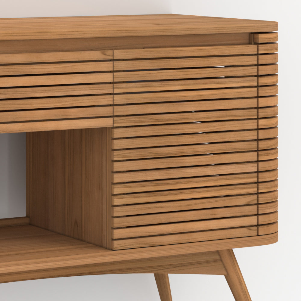 rangement meuble salle de bain bois de teck marron