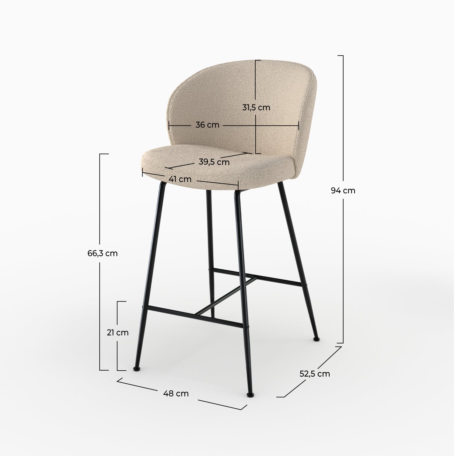 rdv deco chaise de bar groom en tissu boucle beige 66 cm