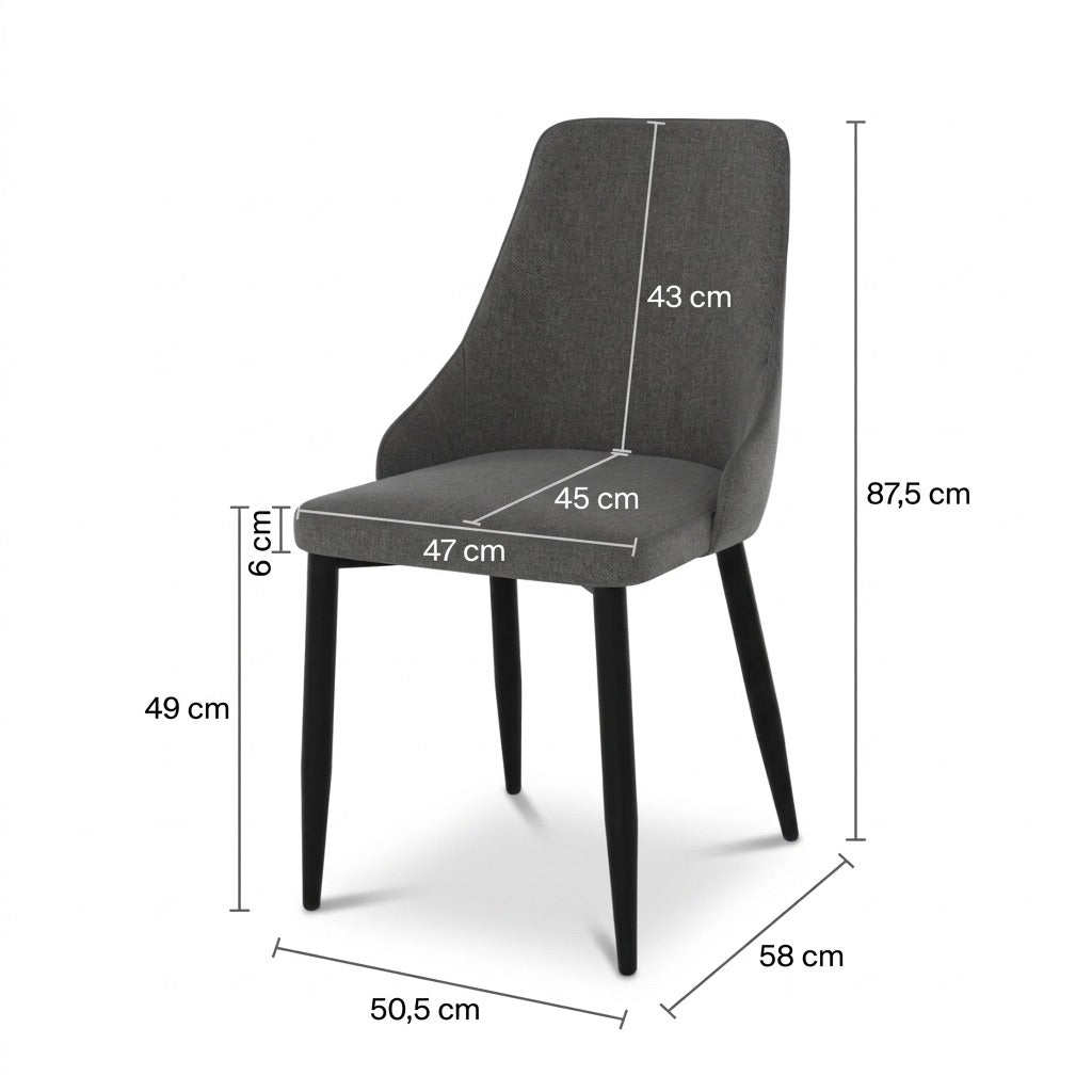 Chaise Pipo en tissu gris foncé (lot de 2)