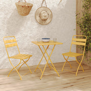 Table et chaises de jardin pliantes Yumi 2 personnes en métal jaune