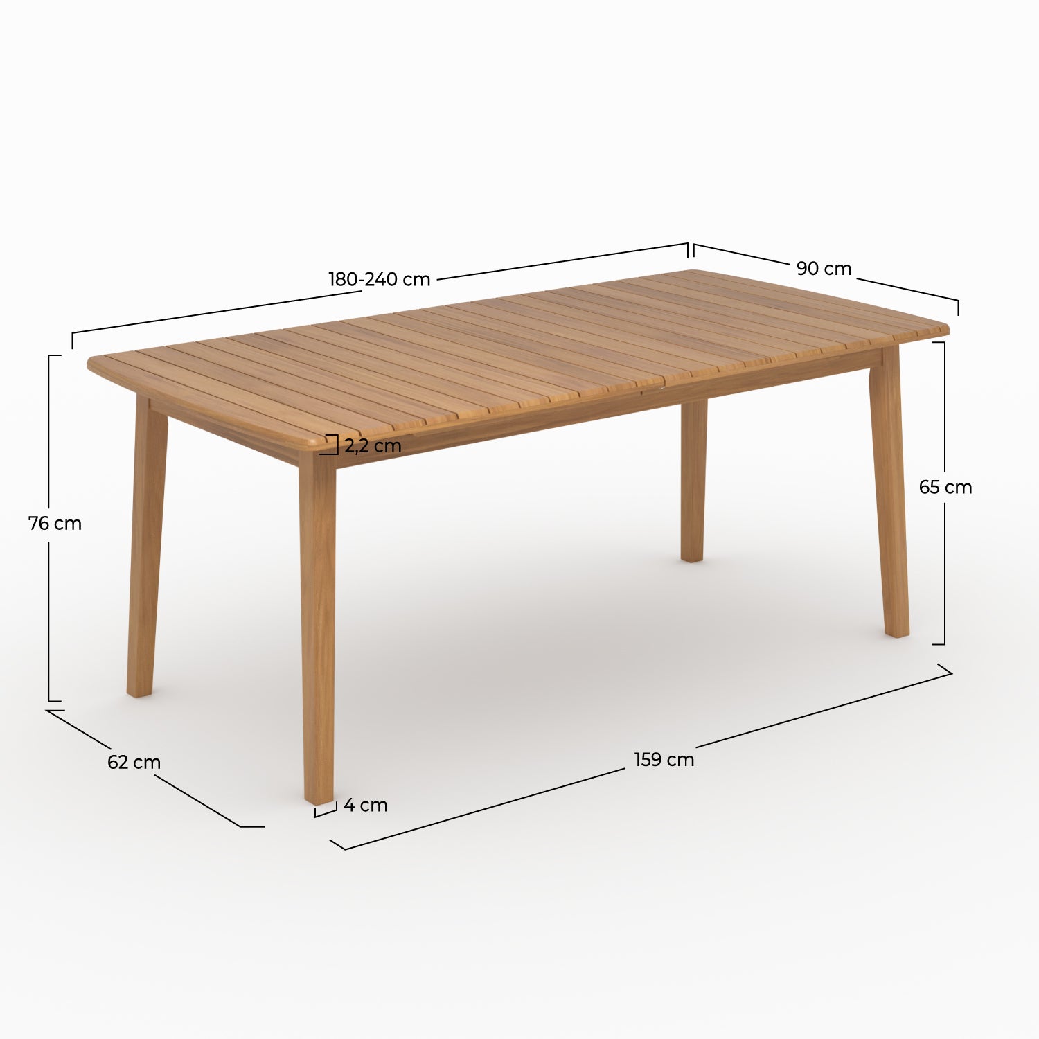 Table extensible Alona en bois d'acacia huilé 6 à 10 personnes