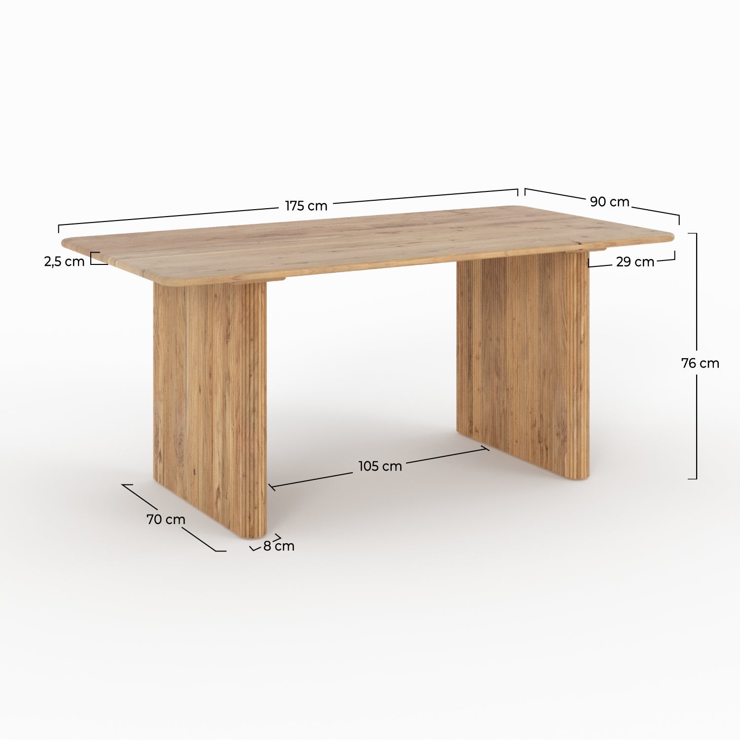 Table rectangulaire Andrea en bois d'acacia 6 personnes