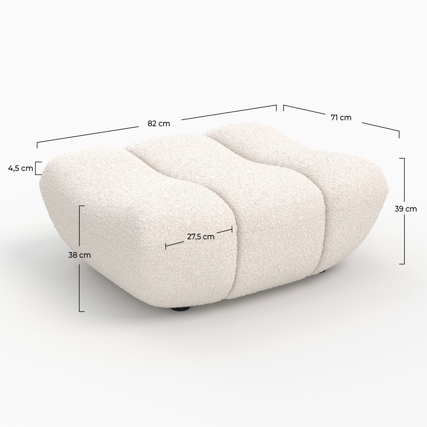 rdv deco teddy pouf blanc boucle extension fauteuil relax