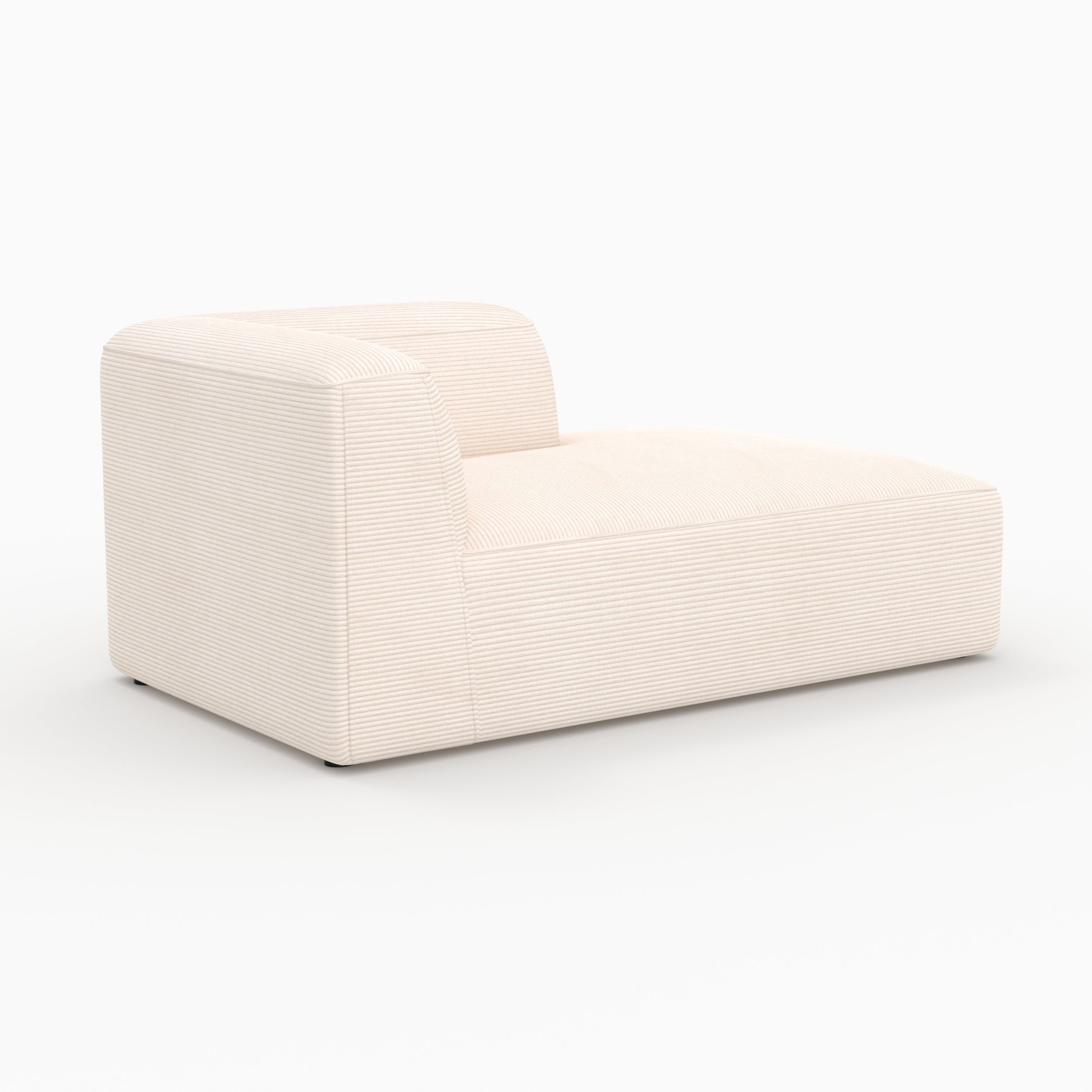 Canapé d'angle droit modulable Mina en velours côtelé blanc 4 places