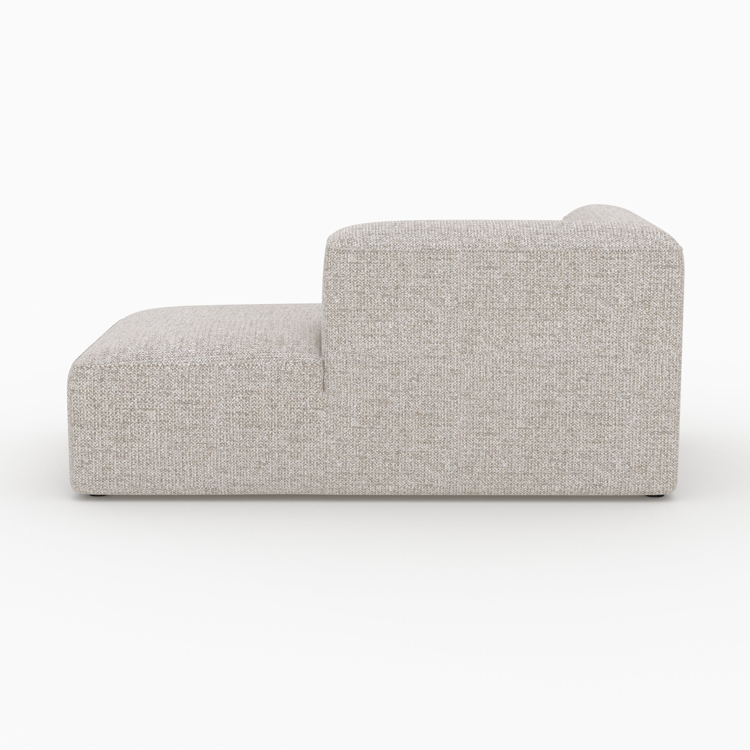 Canapé d'angle droit modulable Hestia, tissu beige 4 places, 2 poufs