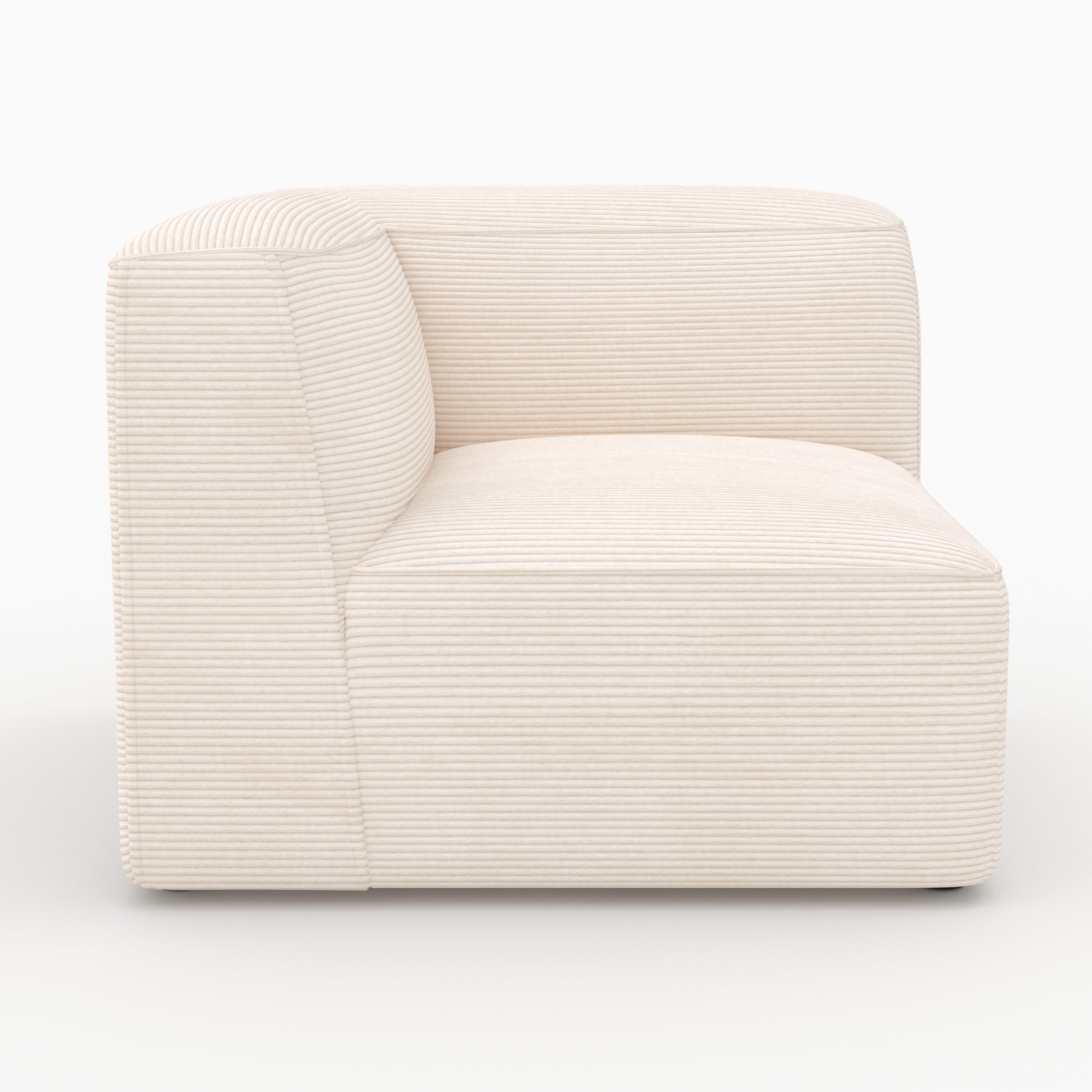 Canapé modulable Mina en velours blanc 2 places avec pouf