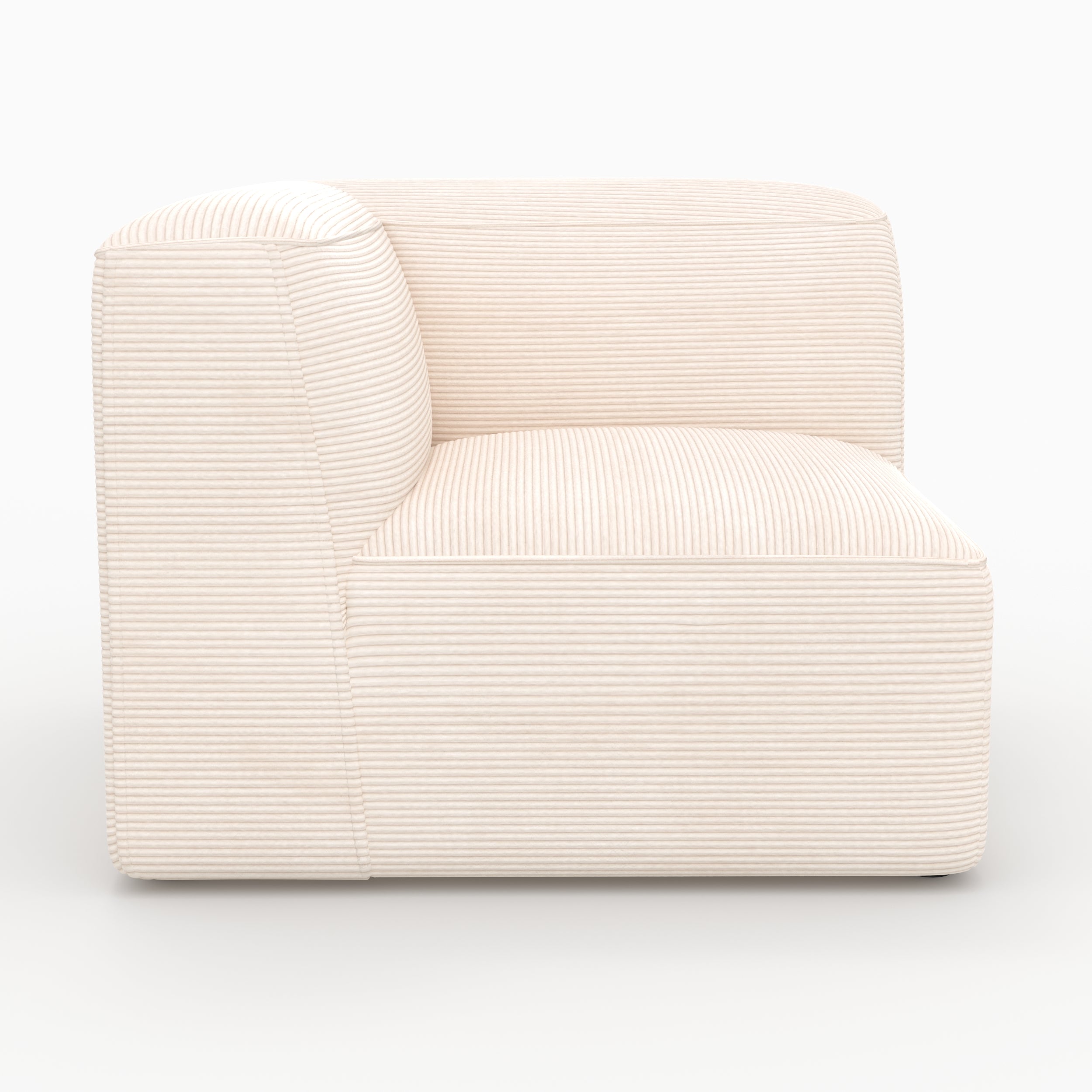 Canapé modulable Mina en velours côtelé blanc cassé 3 places