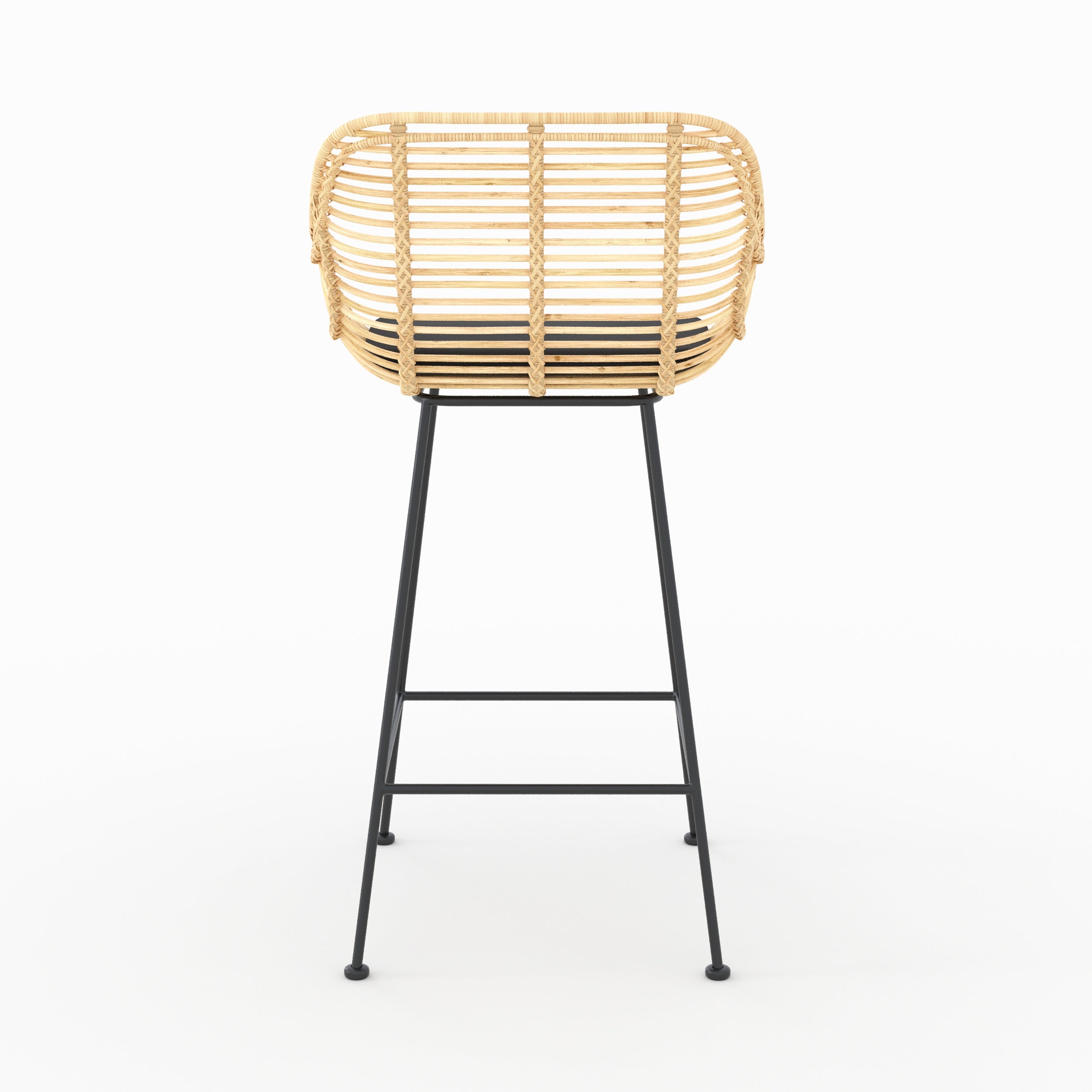 Lot de 2 chaises pour îlot central 66 cm Pops en rotin et tissu noir