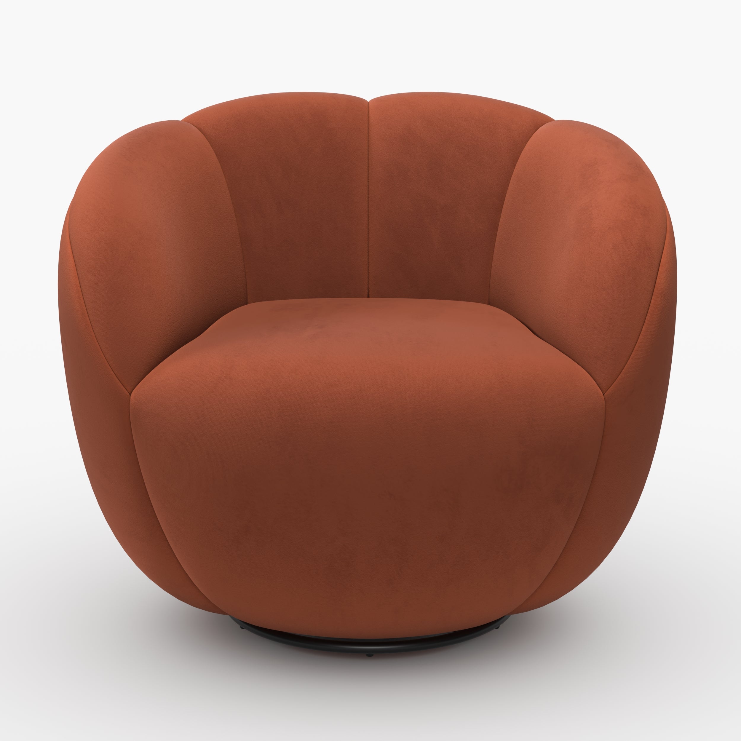 Fauteuil pivotant Ysé en velours rouge brique