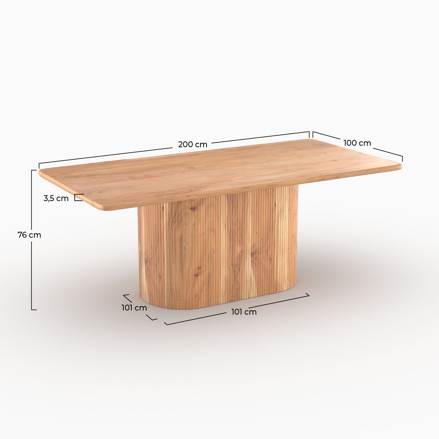Table rectangulaire June en bois massif d'acacia 6 places