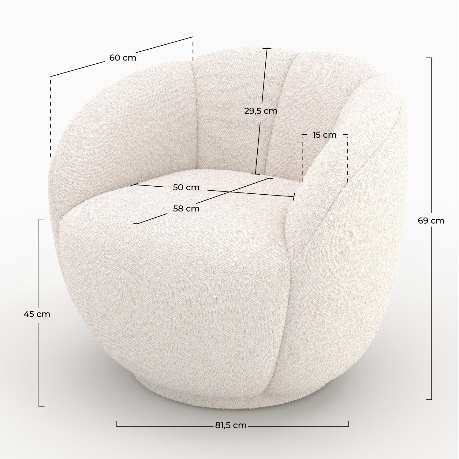 rendez vous deco yse fauteuil tissu boucle blanc