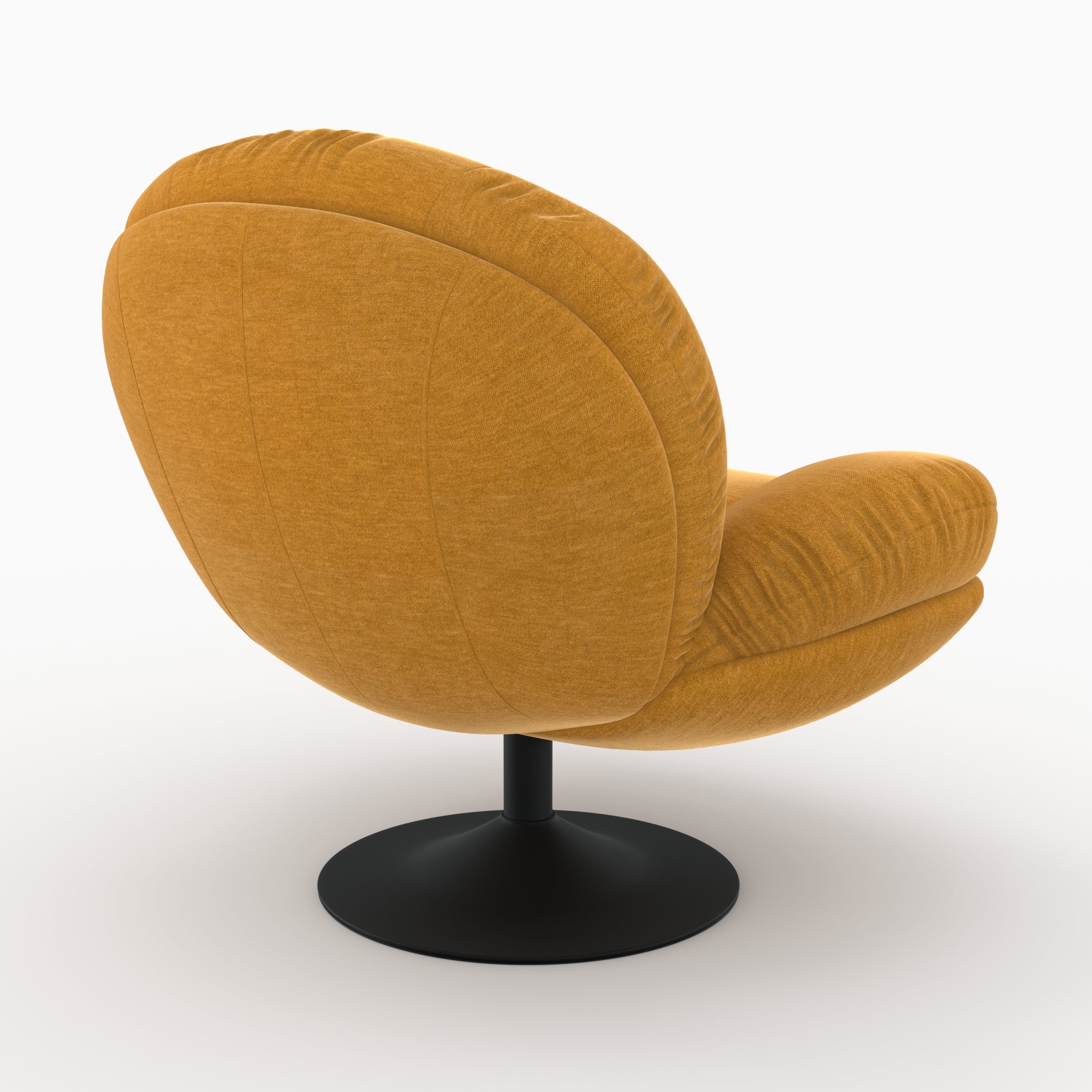 ricci fauteuil pivotant tissu effet velours jaune moutarde