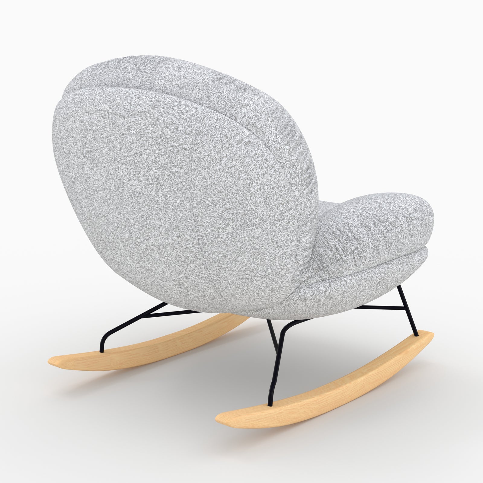 ricci rocking chair en tissu bouclette gris chine