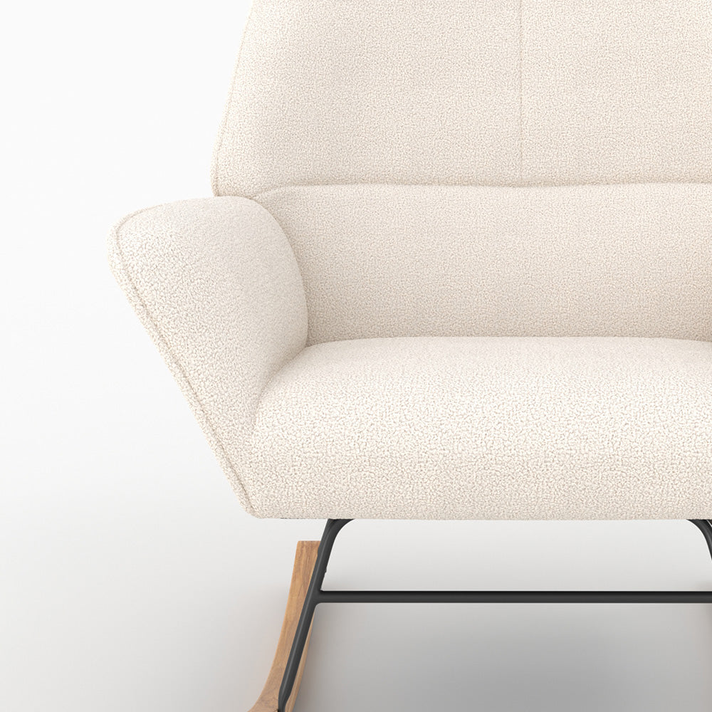 rocking chair design shaun blanc tissu boucle