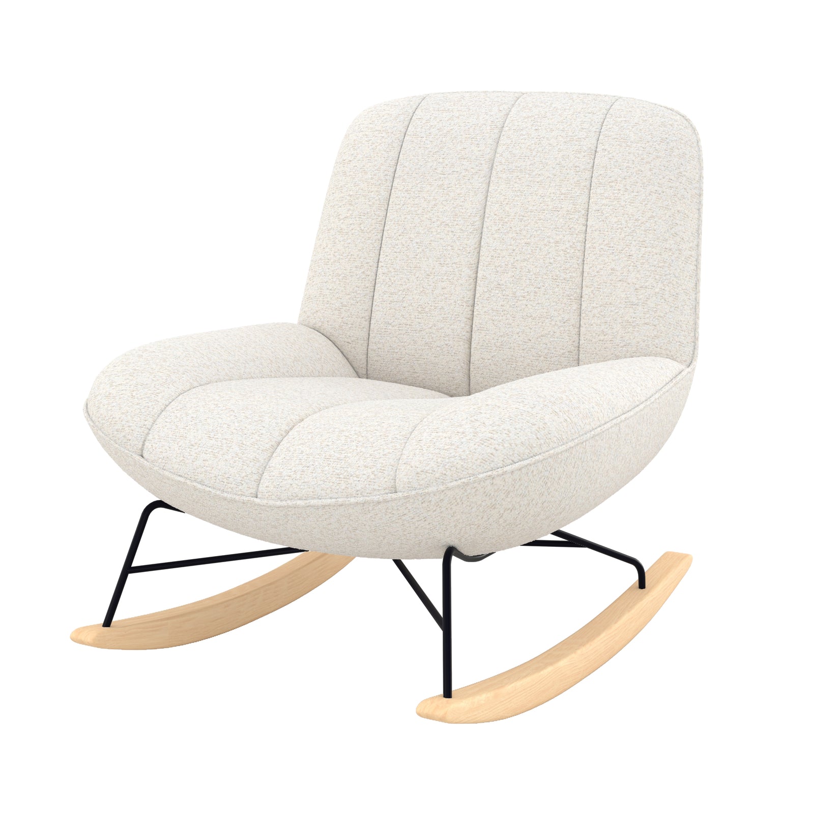 rocking chair en tissu boucle blanc casse elvis fond blanc