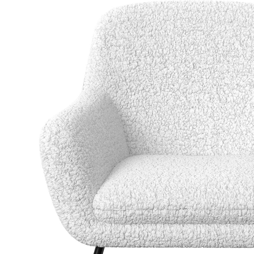 rocking chair en tissu boucle blanc isola pieds metal bois de hetre