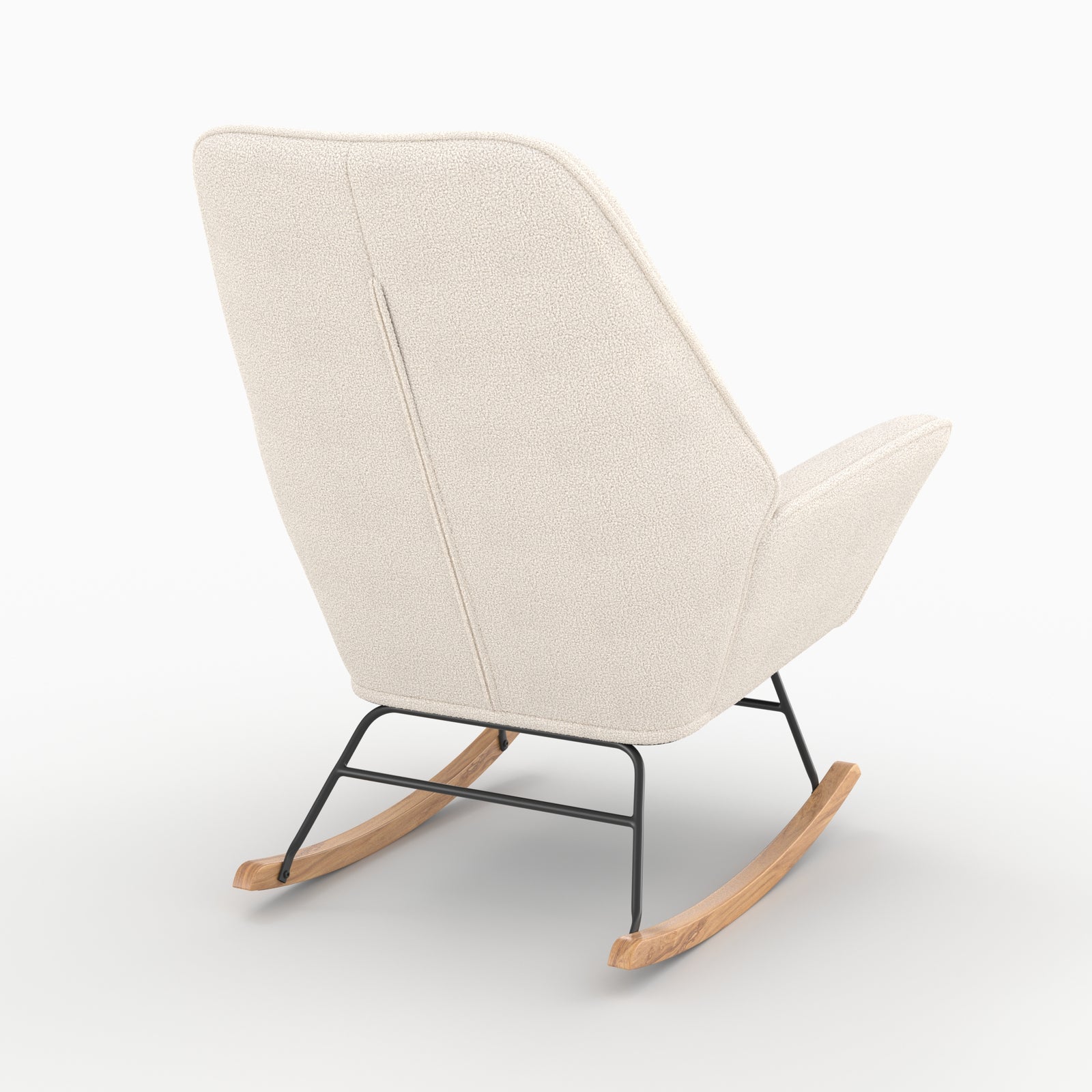 rocking chair en tissu boucle blanc pieds bois shaun_1