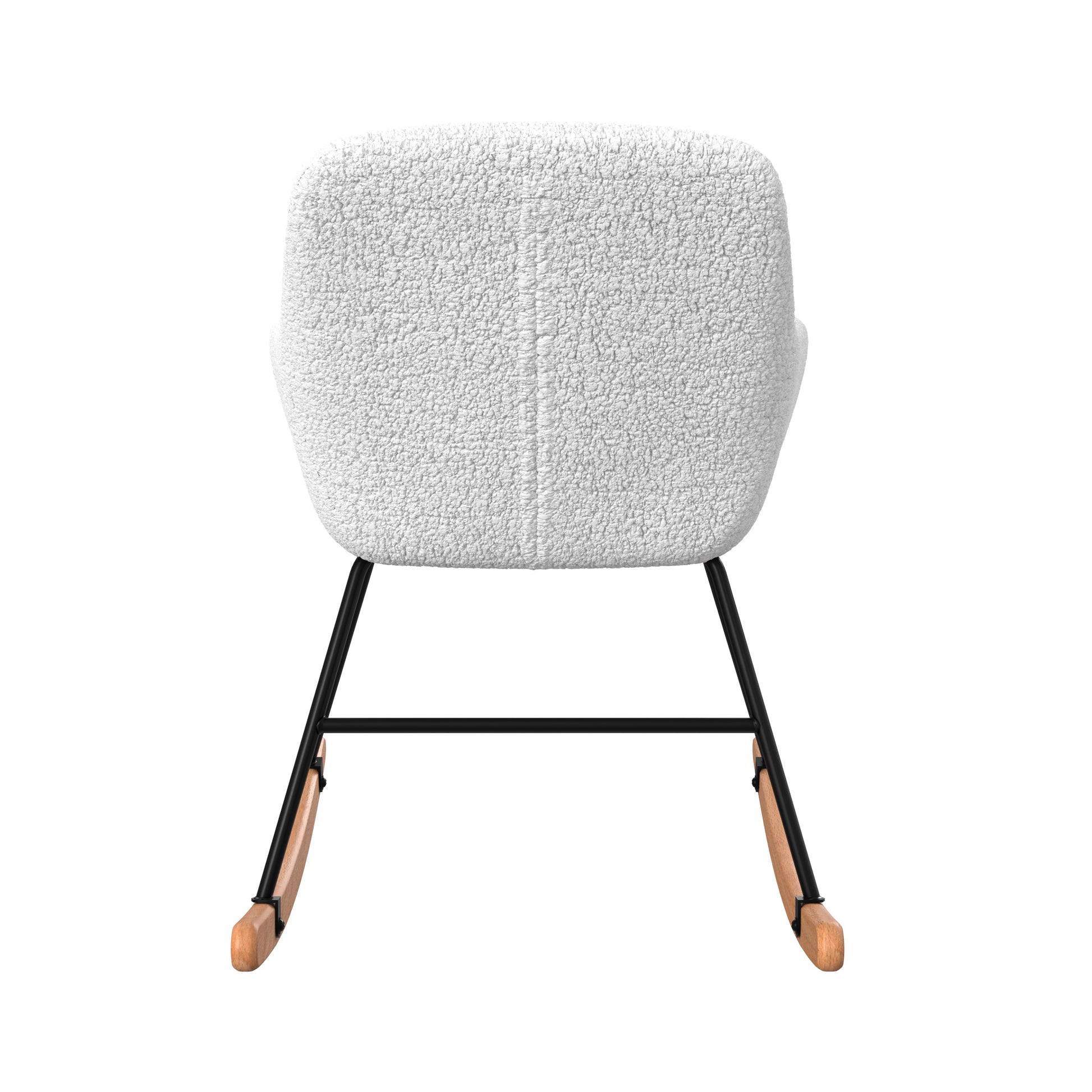 rocking chair en tissu boucle blanc pieds metal et bois isola