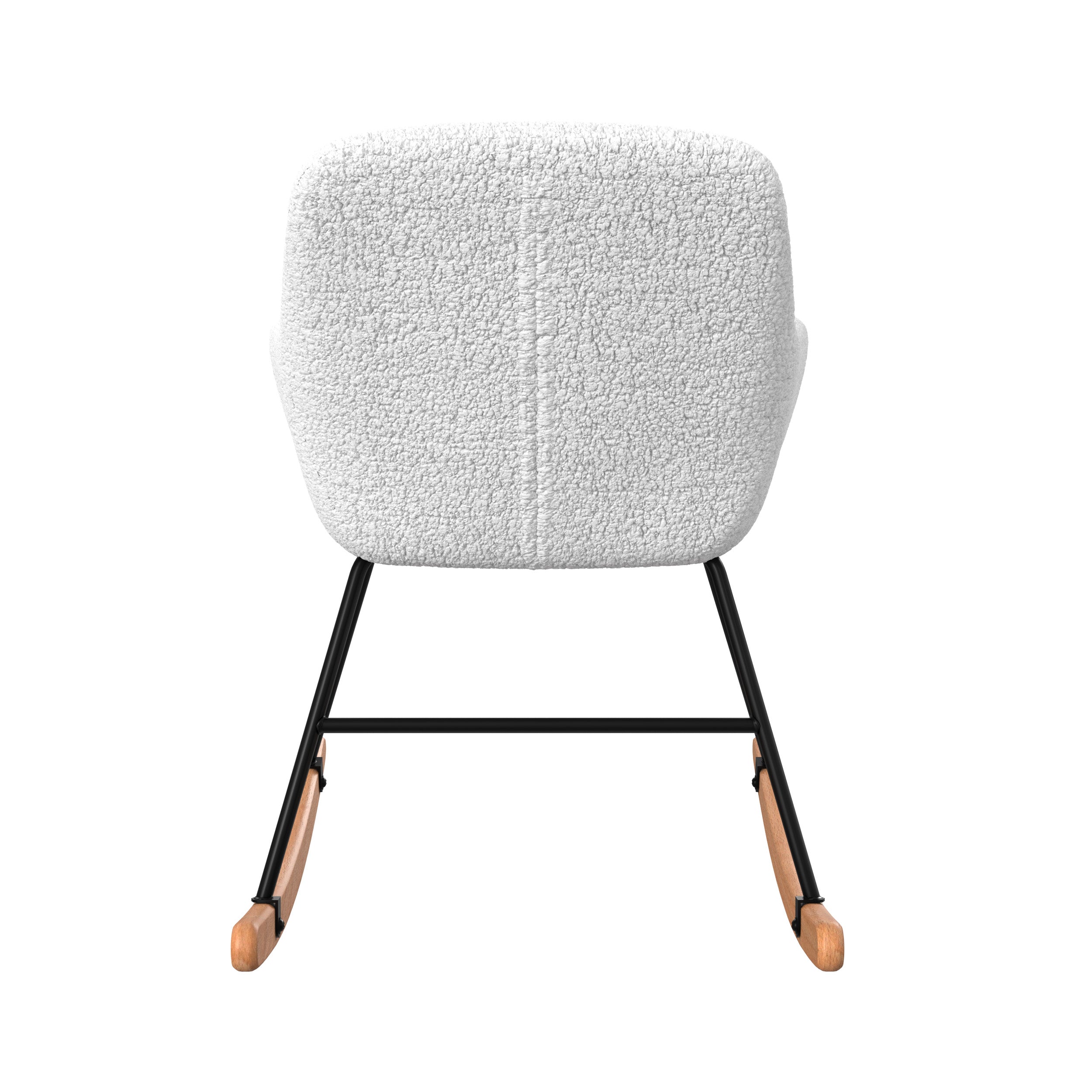 rocking chair en tissu boucle blanc pieds metal et bois isola