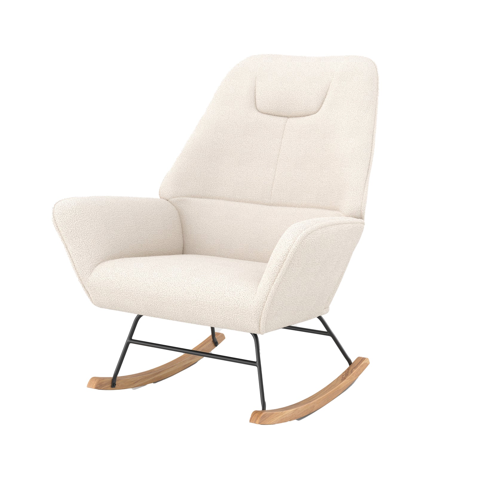 rocking chair shaun tissu boucle blanc style confort