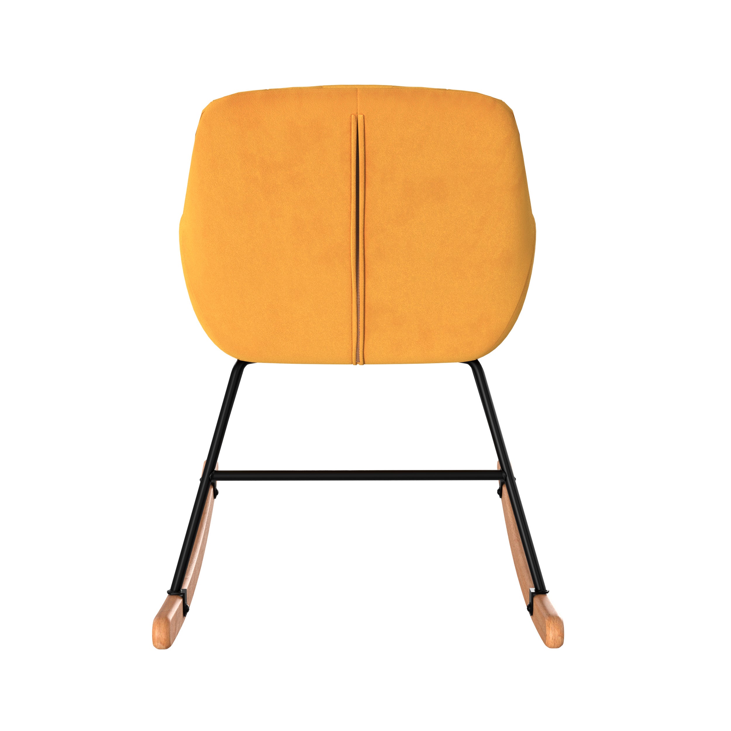 rocking chair velours jaune isola pieds bois et bois
