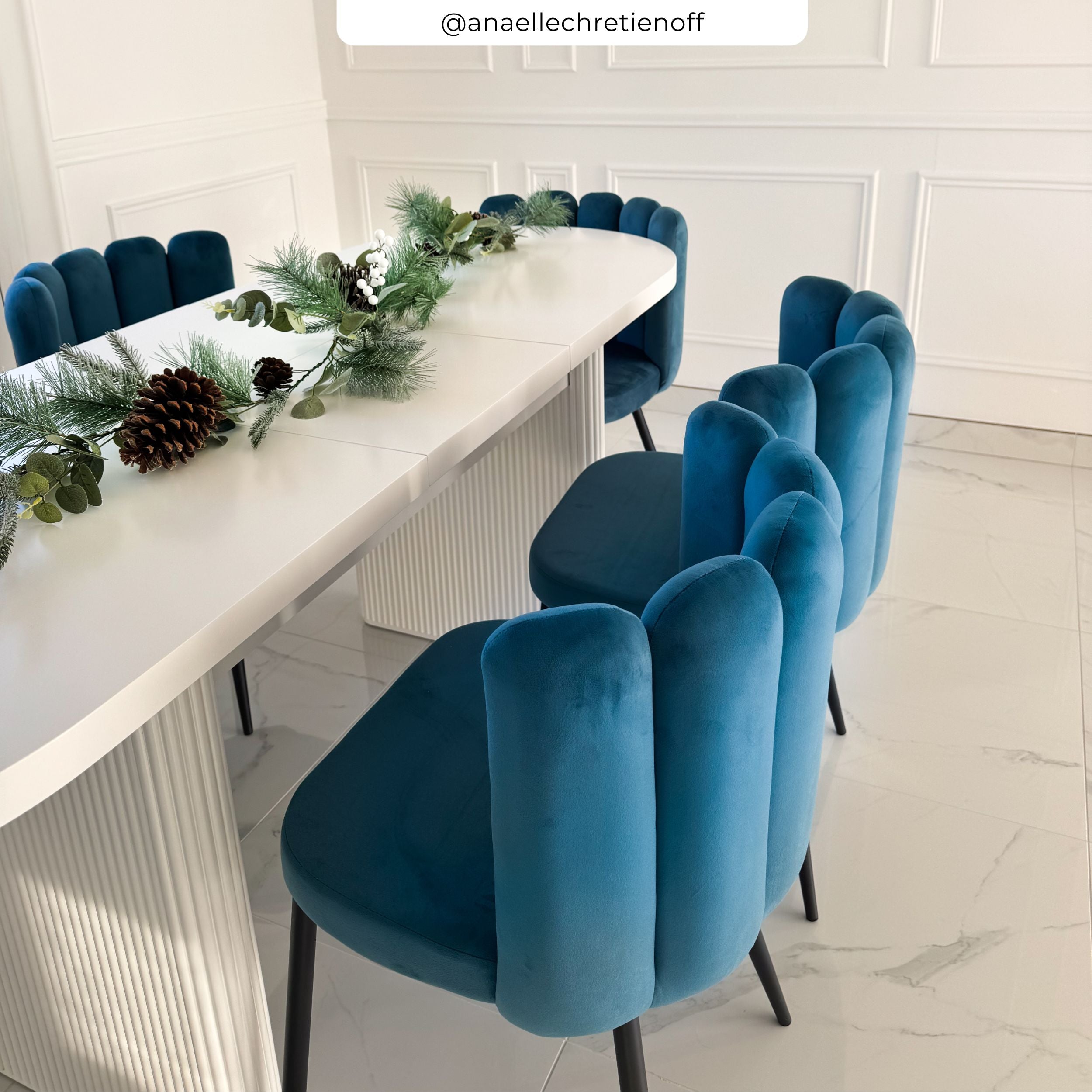 Chaise Rosy en velours bleu (lot de 2)