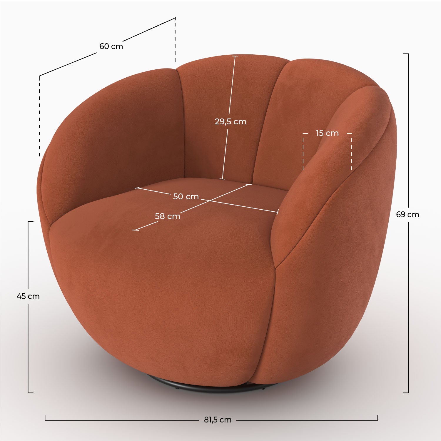 rouge fonce velours fauteuil yse pivotant rendez vous deco