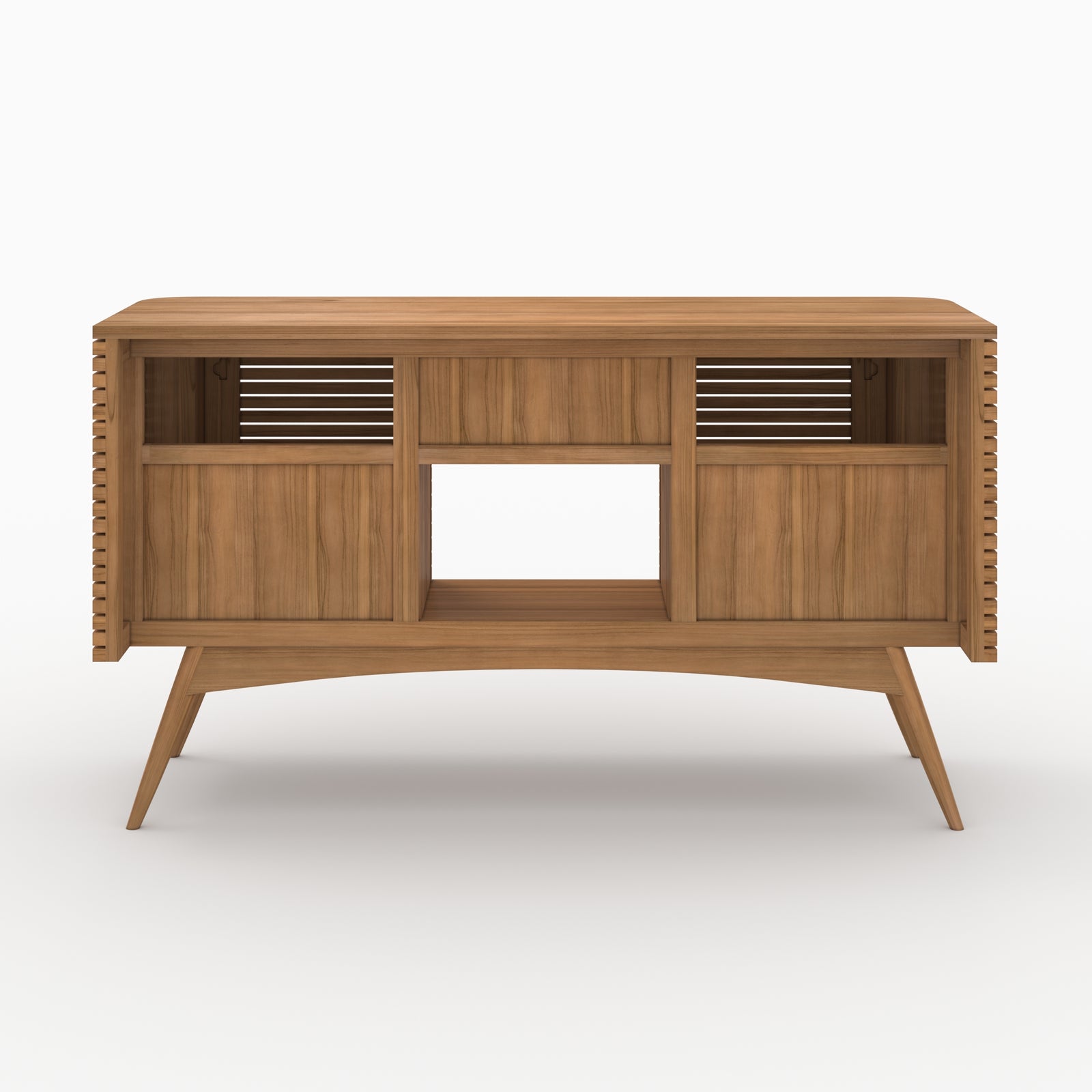 salle de bain meuble rangement en bois de teck avec niche