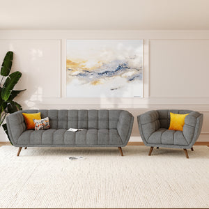 salon canape fauteuil tissu gris carmen 4 places