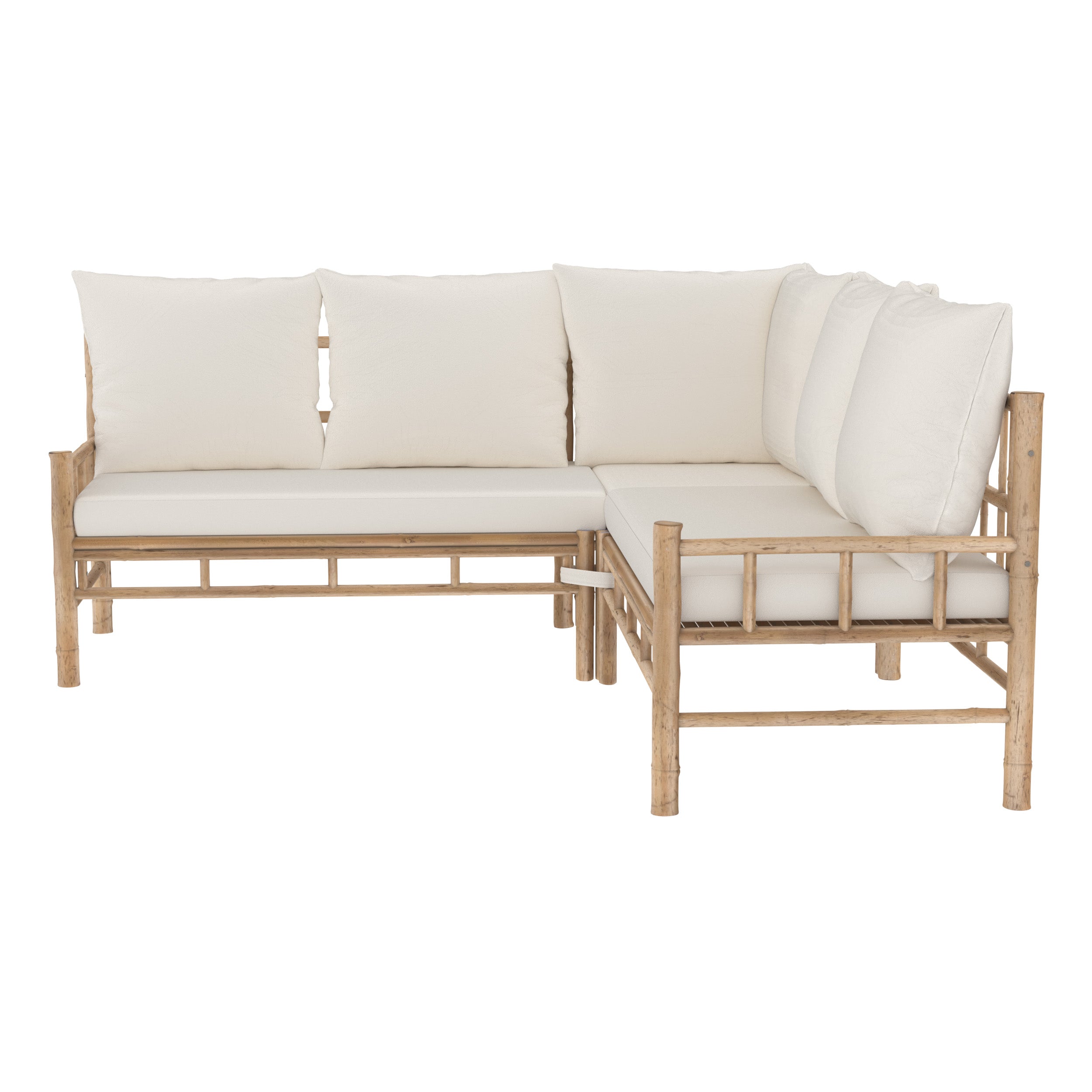 Salon de jardin Vadella avec canapé d'angle, 4 personnes en bambou