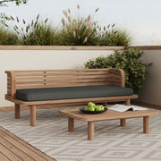 Salon de jardin Kilda 2 places en teck et tissu gris, canapé