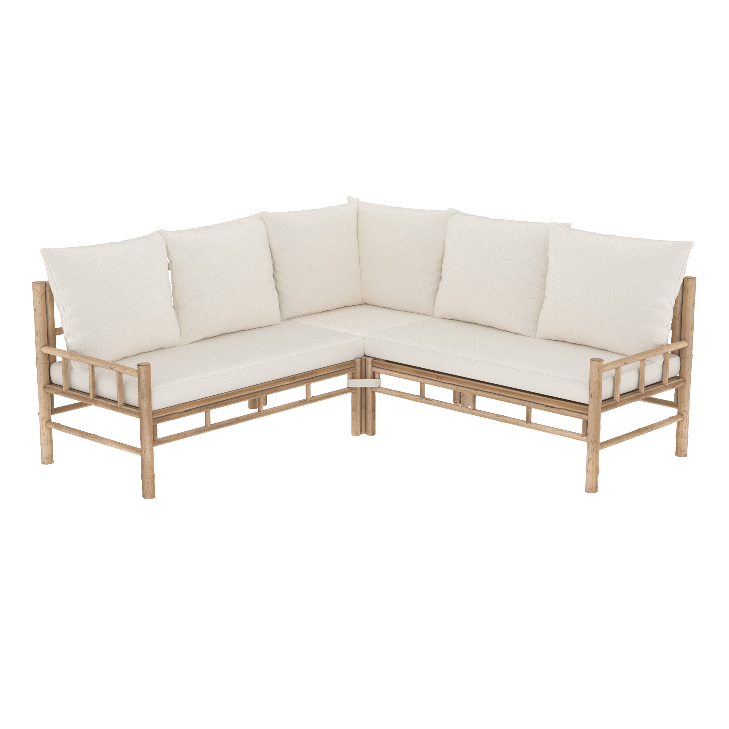 Salon de jardin Vadella avec canapé d'angle, 4 personnes en bambou