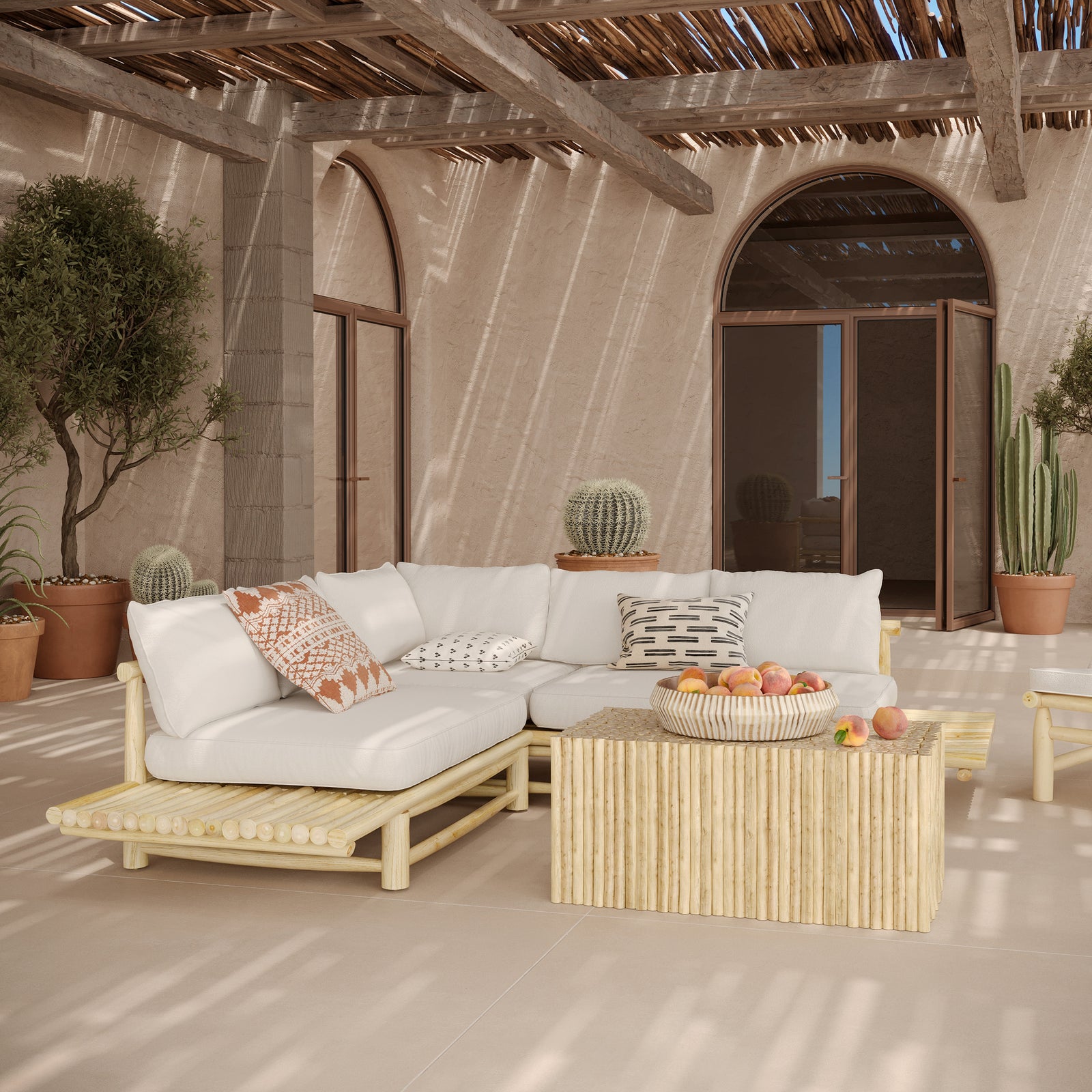 salon de jardin en bois de teck 4 places sunny