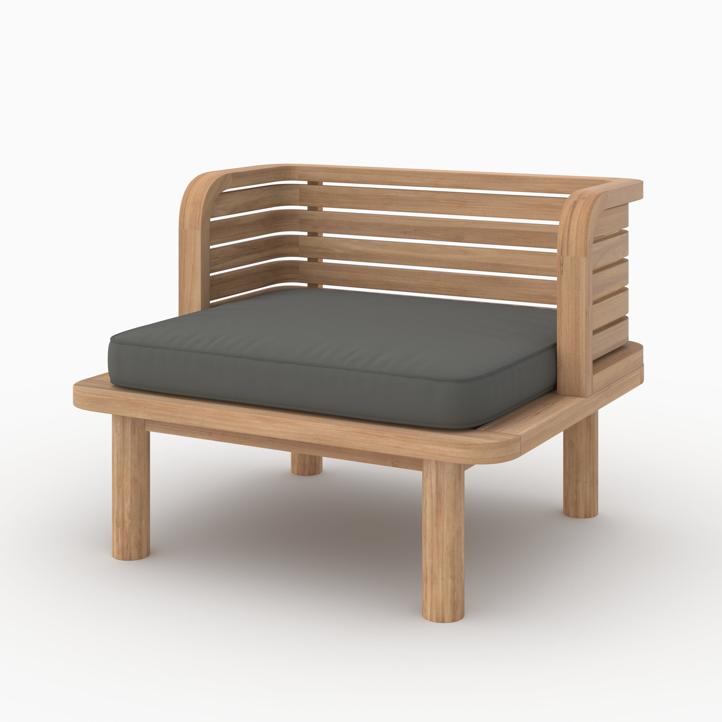 Salon de jardin Kilda 2 places en teck et tissu gris, 2 fauteuils