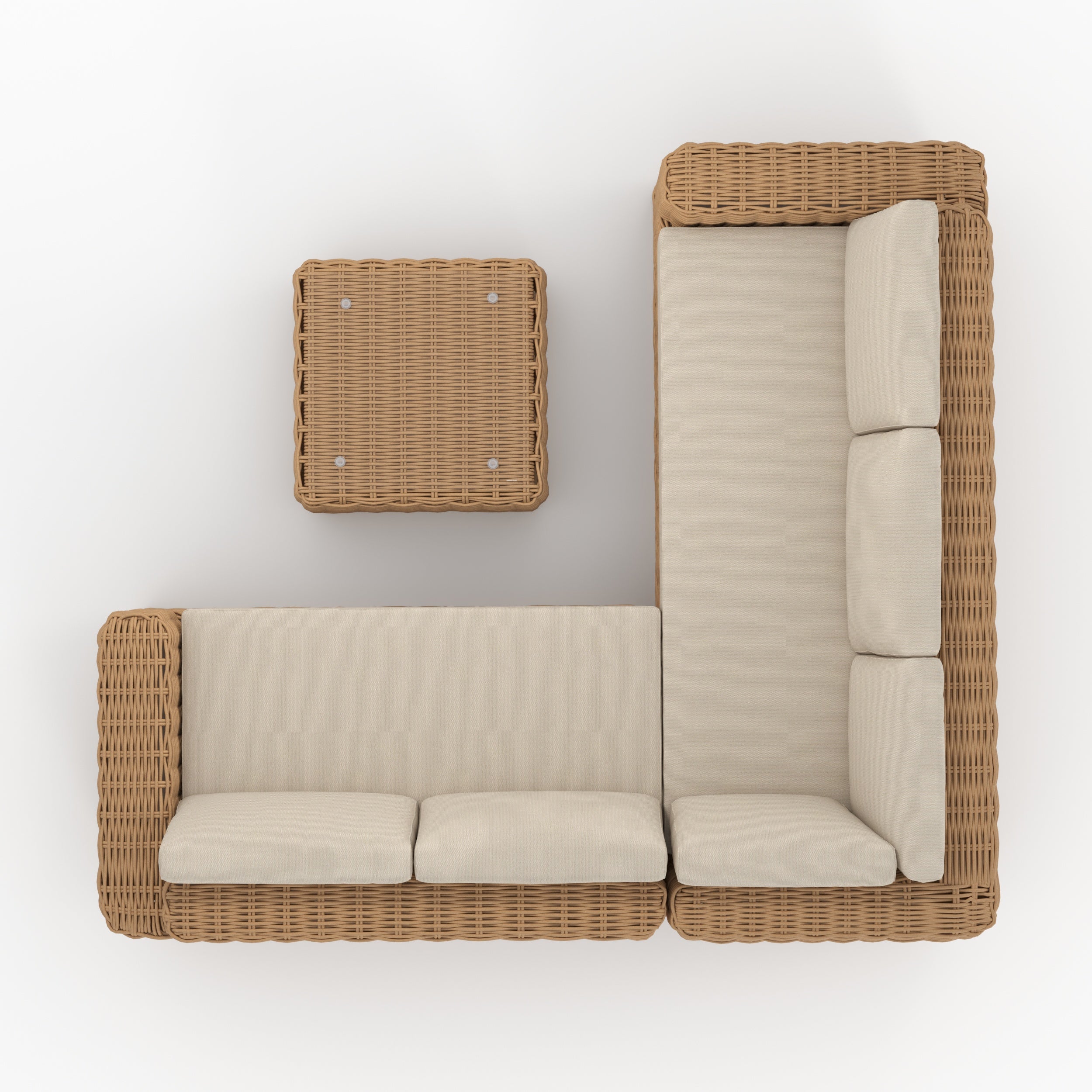 salon de jardin marron et beige savana 4 personnes en resine tressee et tissu beige