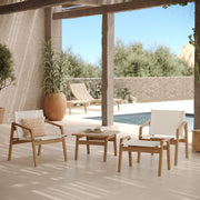 Salon de jardin Palawan en bois d'acacia huilé et tissu écru 2 places