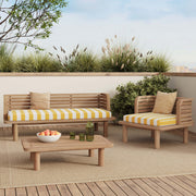 Gartenmöbel Kilda 3-Sitzer aus Teakholz und gestreiftem Gelbstoff