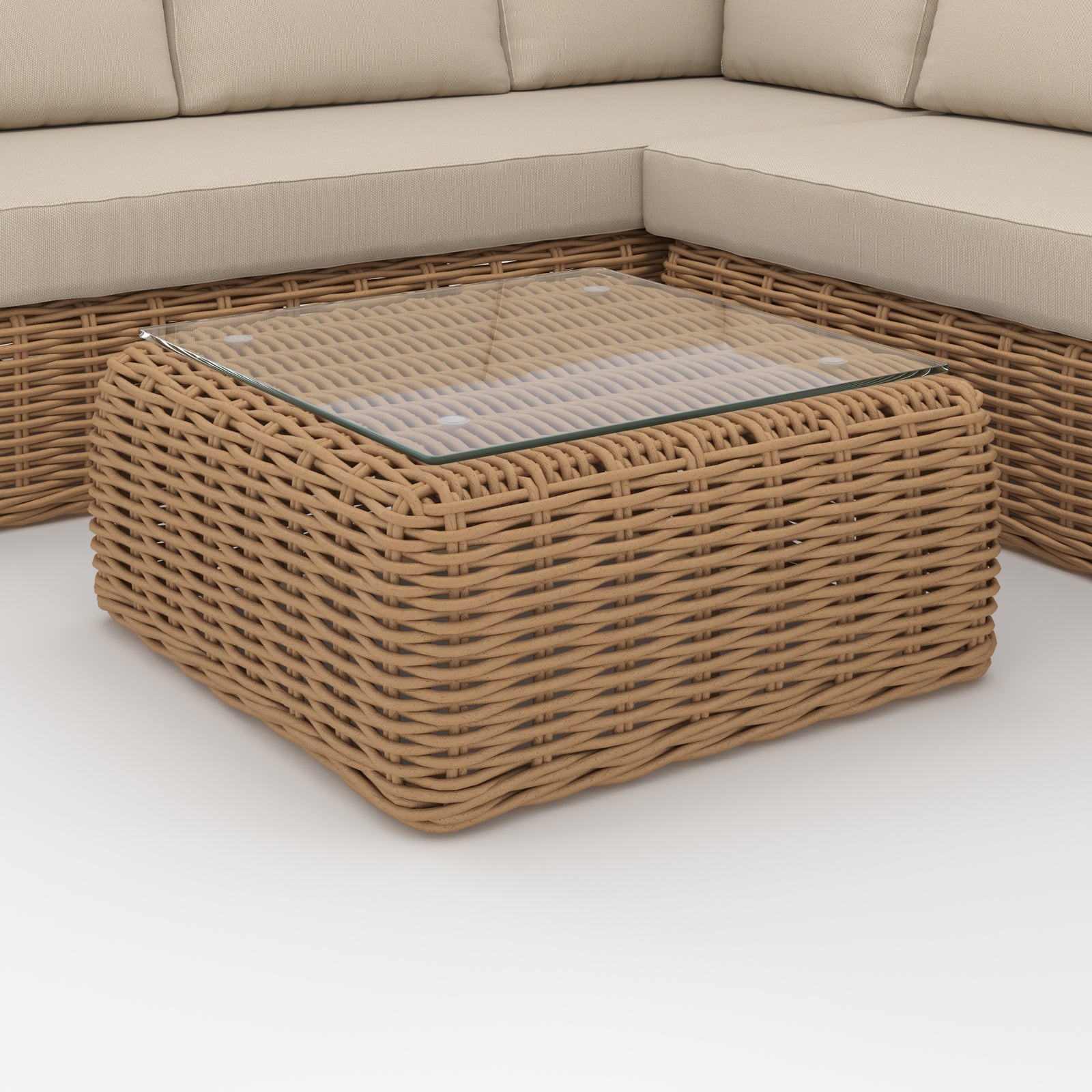 salon de jardin savana 4 personnes en resine tressee et tissu beige exterieur