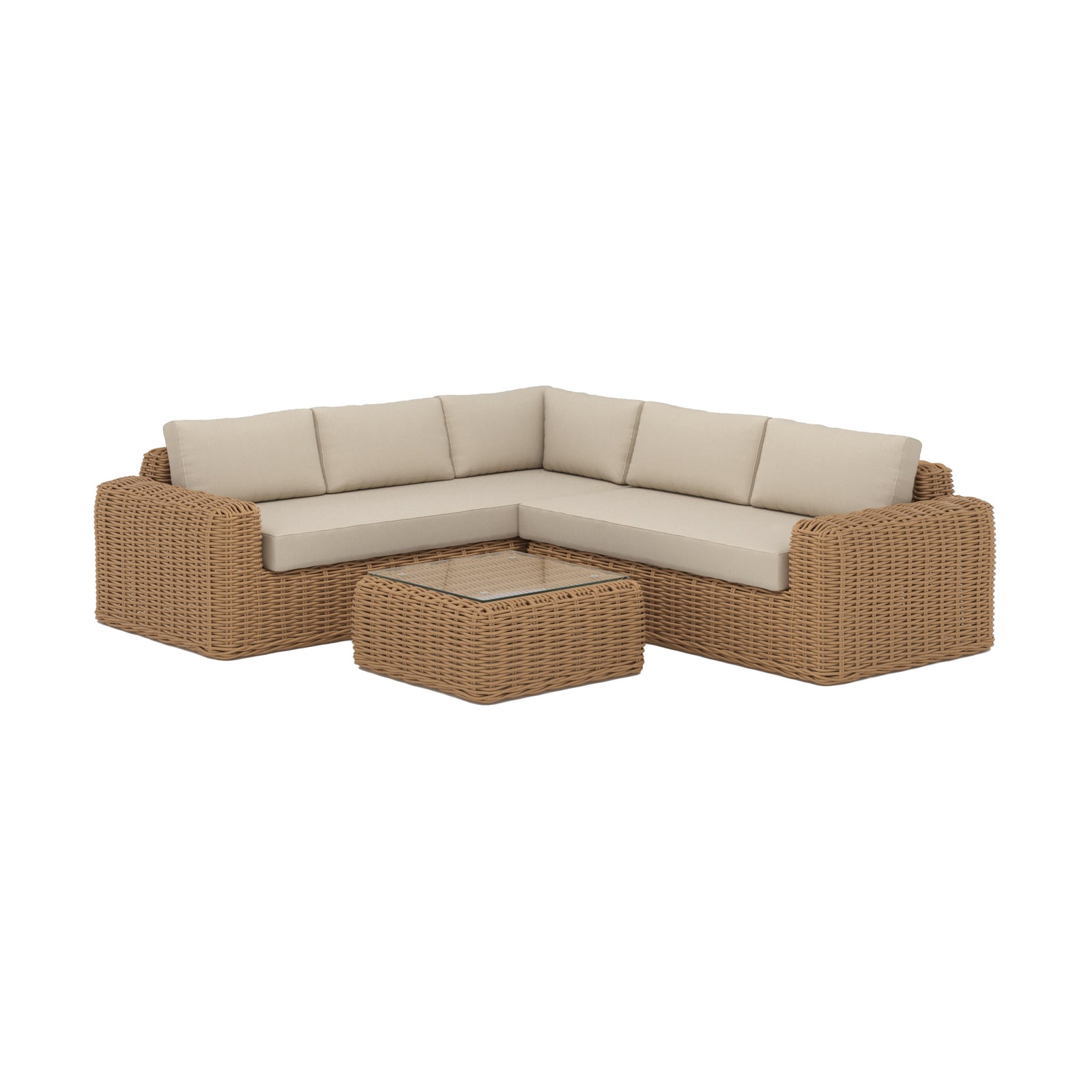 salon de jardin savana 4 personnes en resine tressee et tissu beige fond blanc