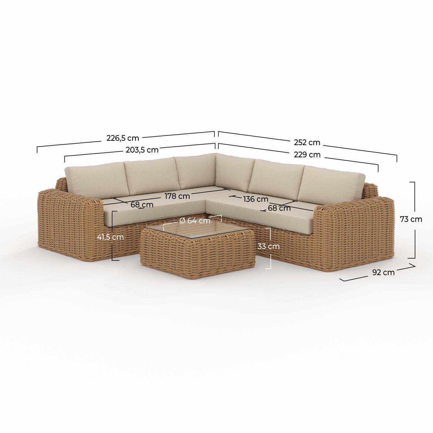 salon de jardin savana en resine tressee et tissu beige 4 personnes