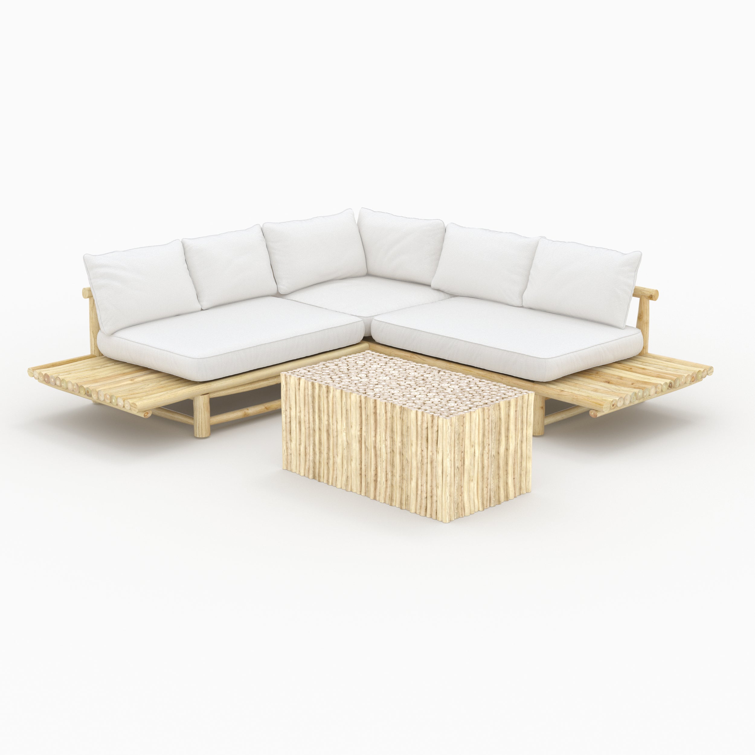 salon de jardin sunny 4 personnes en bois de teck canape d angle et table basse